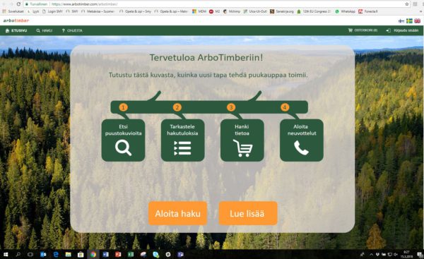ArboTimber-ohjelman etusivu. Kuvankäsittely: Suvi Pessala