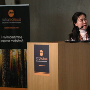 Ms. Gao Ya, representative of Finnish sawmilling industries' export campaign in China, says that there will be large demand of sawmilling products in China in the future. Photo: Kai Merivuori
