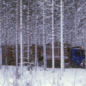 Timber truck in winter.