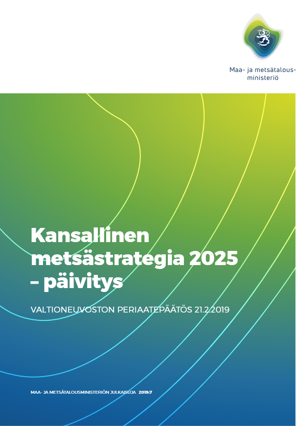 Kansallinen metsästrategia 2025 -päivityksen kansi.