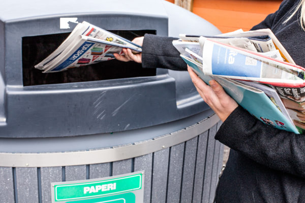 80 percent of the paper and cardboard consumed in Finland is collected for reuse. Photo: Paperinkeräys Oy