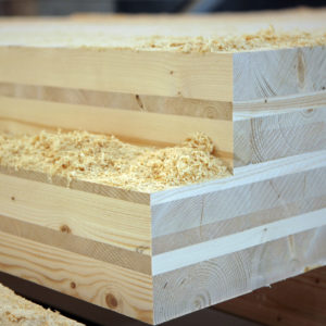 The people in Kuhmo have something unique to offer to the rest of the world: the close-grained Kainuu timber is sometimes even said to be the best in the world for sawmilling. The photo shows cross-laminated timber (CLT). Photo: Anna Kauppi