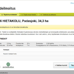 Example of a view in Metsaan.fi.