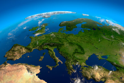 Metsäinen Eurooppa satelliittikuvassa. Kuva: Shutterstock