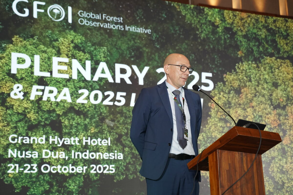Pekkarinen presenting the results of the latest Global Forest Assessment in Indonesia. Photo: FAO (GFOI Office)
